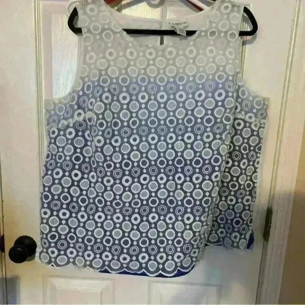 Liz Claiborne sleeveless blouse blue ombré 2X